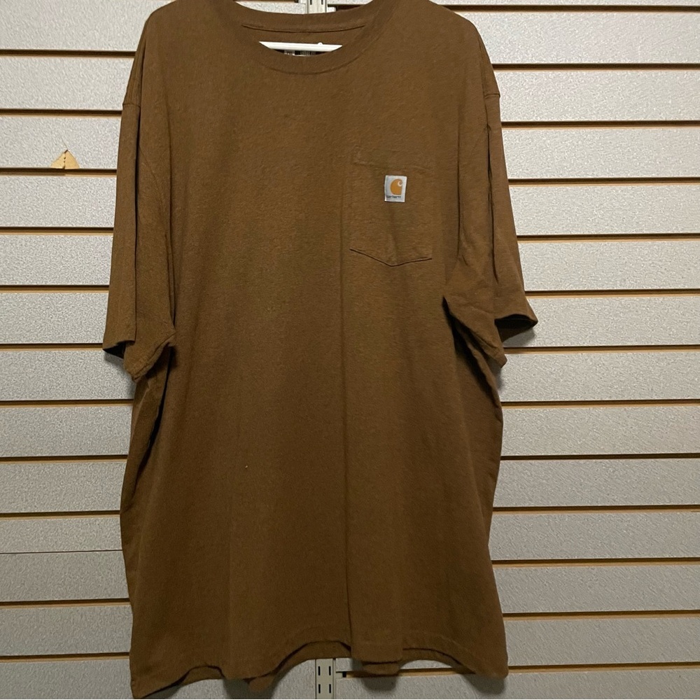 Carhartt Men’s 2XL Loose Fit Heathered Brown Shirt Sleeve T-shirt Chest Pocket‎